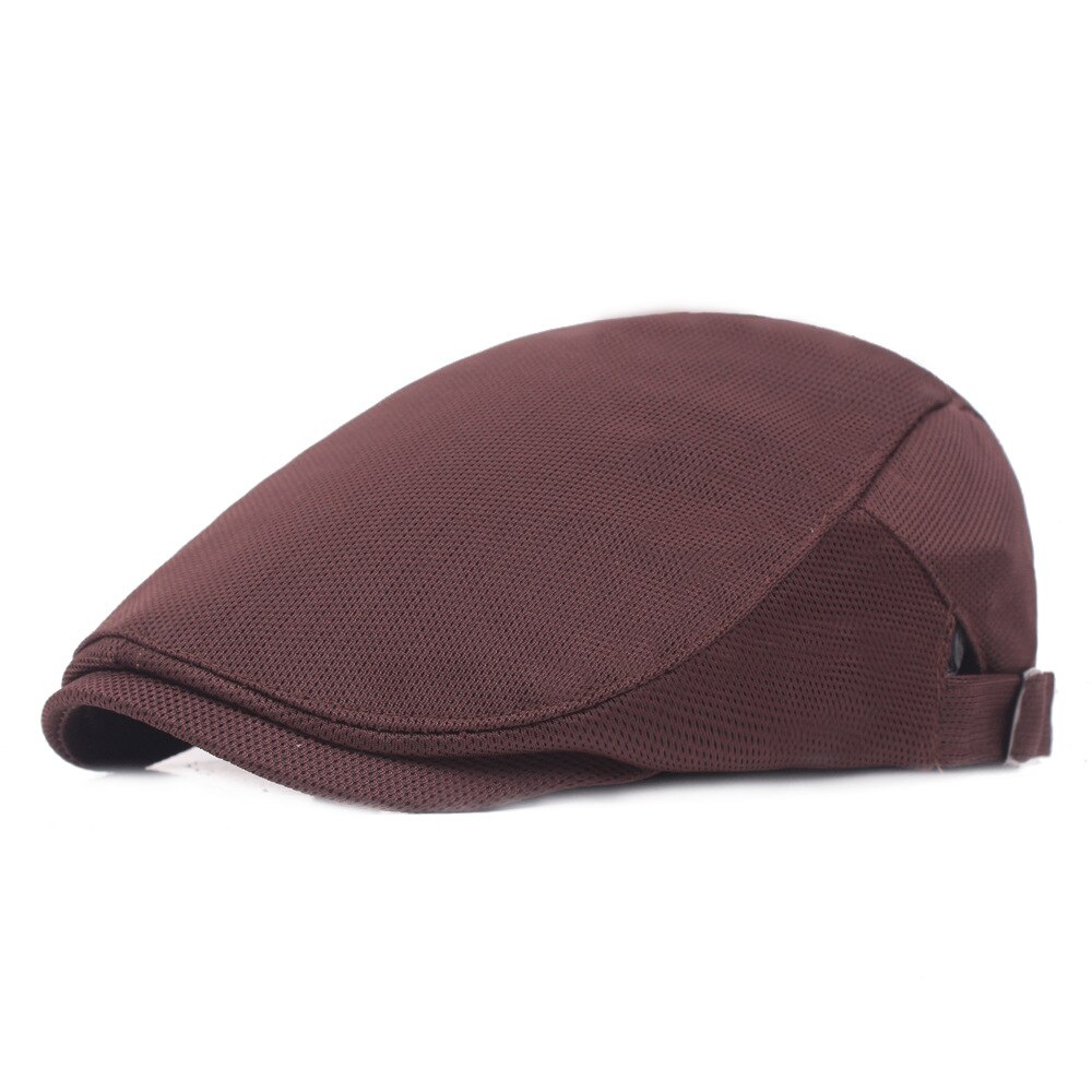 Gorra de malla transpirable para hombre y mujer, gorro de malla transpirable para caballero, gorra de caballero, ropa de calle, sombrero de Golf, gorras planas, sombreros de ornitorrinco,: Coffee