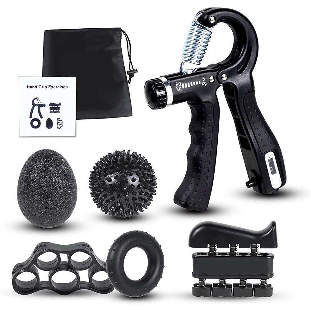 Fortalecedor de agarre de mano para hombre, ejercitador pesado ajustable, rehabilitación de recuperación muscular, entrenador de dedos, 5-60kg: Plata