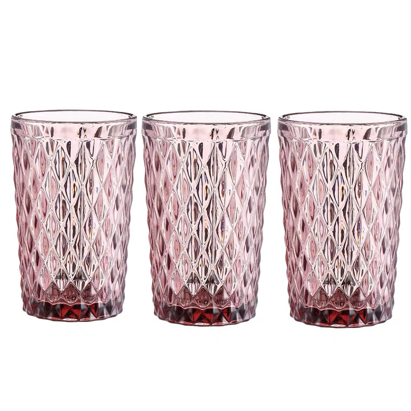 Vasos para beber, copas para jugos, Whisky, Bar, hogar, boda, 350ml, leche, café, en relieve, vasos de vidrio para bebidas, 3 unids/lote: 4