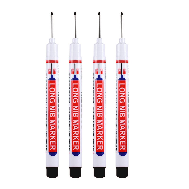 Stylo marqueur à pointe longue de 20mm, 4 pièces, pour peinture à l&#39;huile, Permanent, étanche, noir, blanc, vert, bleu, encre, pour rénovation industrielle, menuiserie: 4pcs black