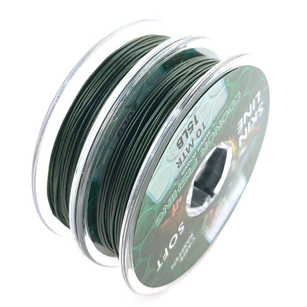 10m Carp Fishing Line Green Coated Braid HookLink Lead Core Leader For Hair Rigs Quick Sinking Skin Line 15LB 25LB 35LB