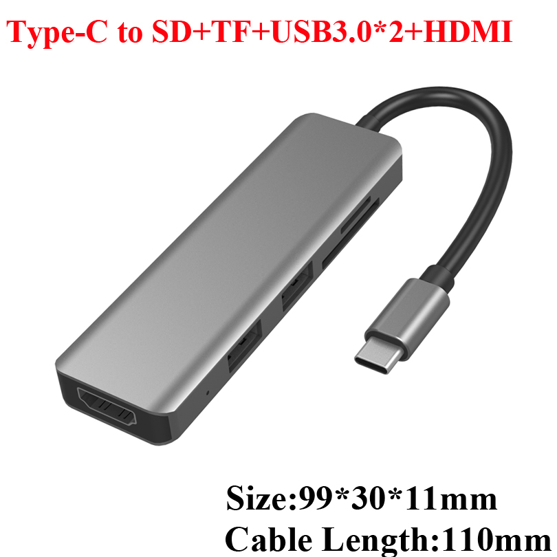 Multifunction USB Type-c Docking Station USB-C HUB To USB 3.0 RJ45 VGA Adapter for MacBook Samsung Galaxy S8 S9 HUAWEI Matebook: T505