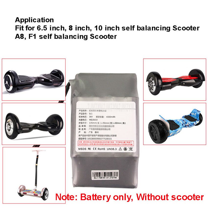 36V Electric Self Balancing Scooter Hoverboard Lithium Battery Pack For 6.5/8/10 inch Child Skateboard Mileage 75/130/180min