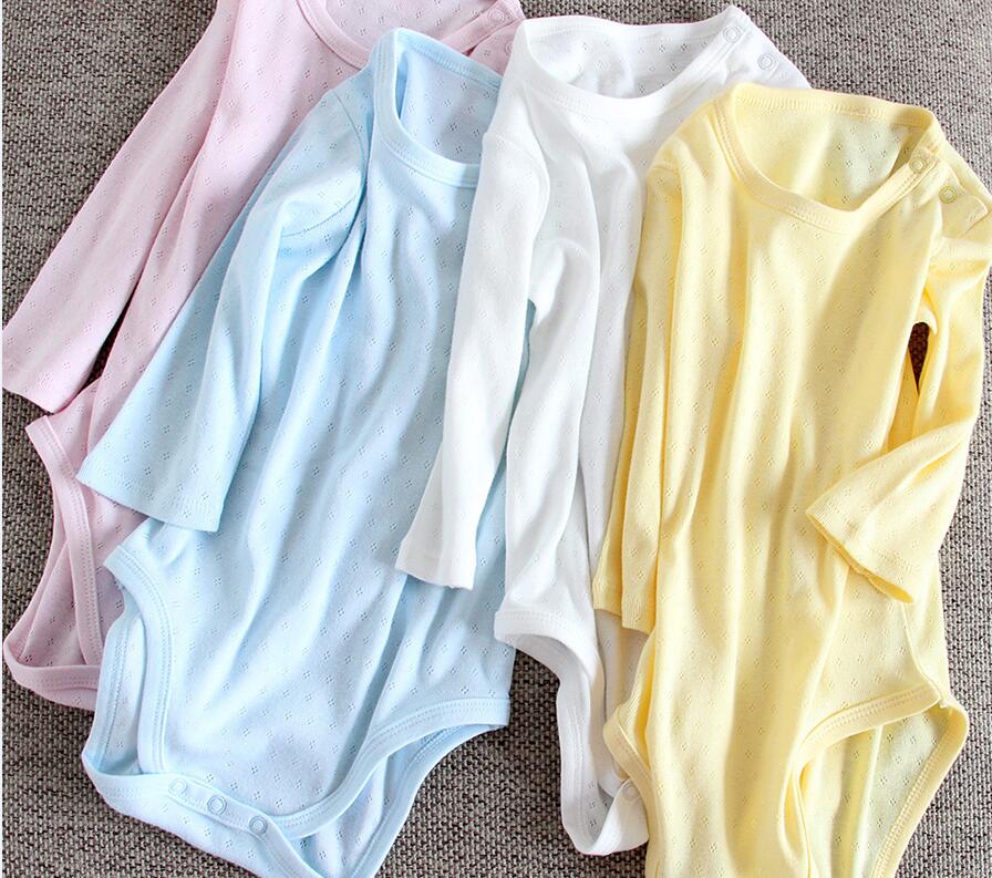 Baby bodysuit lange mouwen babyjongens meisjes kinderkleding babykleding kinderkleding 100%  katoenen overalls effen overalls: 1 pc witte / 12m