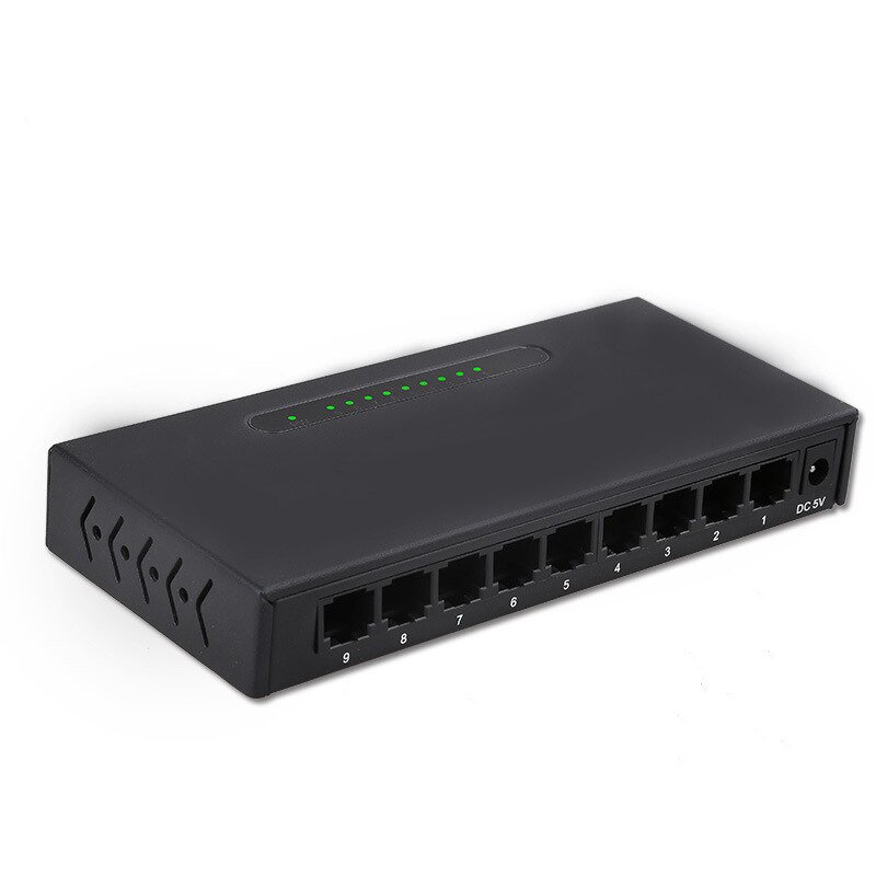 lan switch 100m 9 Port Network Switch LAN hub RJ45 10/100Mbps Full/Half duplex Exchange High Performance Shunt Smart Vlan: Metal