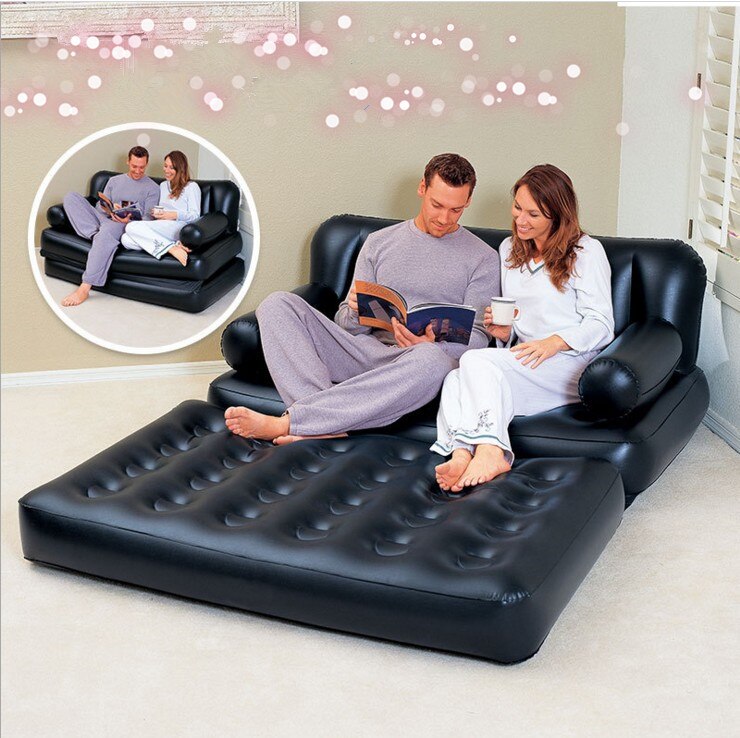 Dobbelt foldbar oppustelig sofa hjemme udendørs sofa hvilestol multifunktionel vand sovesofa