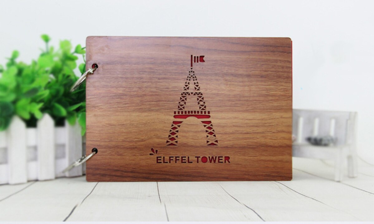 Black Cardboard Wood Handmade Loose-leaf Scrapbook Albums 8 Inch Commemorative Baby Photo Album Wedding Photo Album: 06