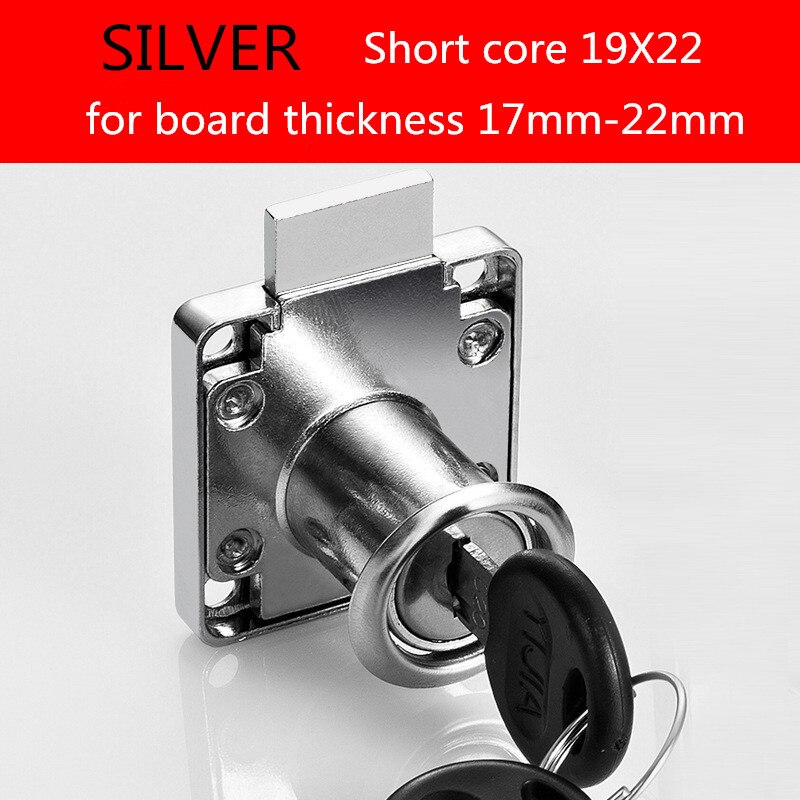 Kk & Fing Lade Sloten Met 2 Sleutels Meubilair Hardware Deur Kast Lade Slot Voor Bureau Brief Box 3 kleuren Cam Sloten: Silver 19X22MM