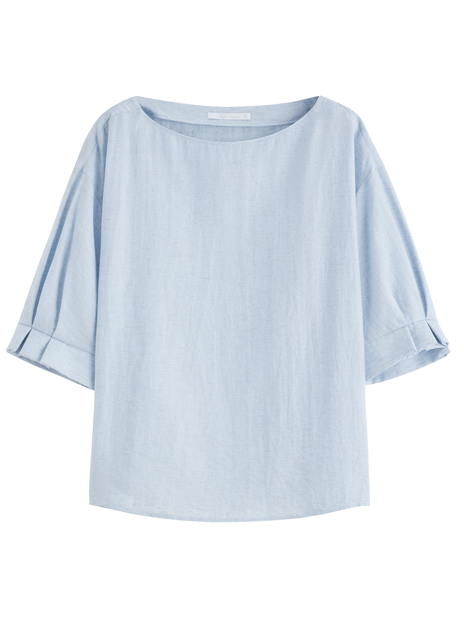 Fsle sommerskjorte i linblanding for kvinner – rund hals, avslappet topp og overdimensjonert silhuett for uanstrengt styling: M / Himmelblå