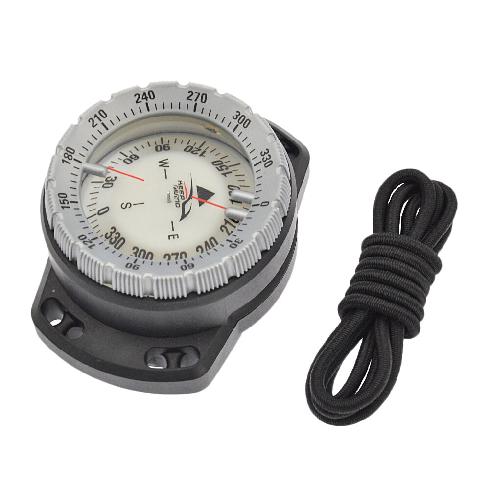 Underwater Luminous Compass Scuba Diving Navigation Compass Portable 50m Waterproof Dial with Wrist Strap for Outdoor Hiking: Light Grey