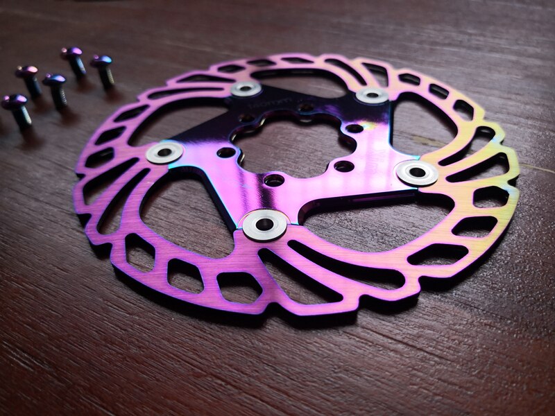 road mountainbike bremsscheibe Starke wärmeableitung schwimm rotor 140/160/180/203mm MTB disc bremsbelag Regenbogen farben