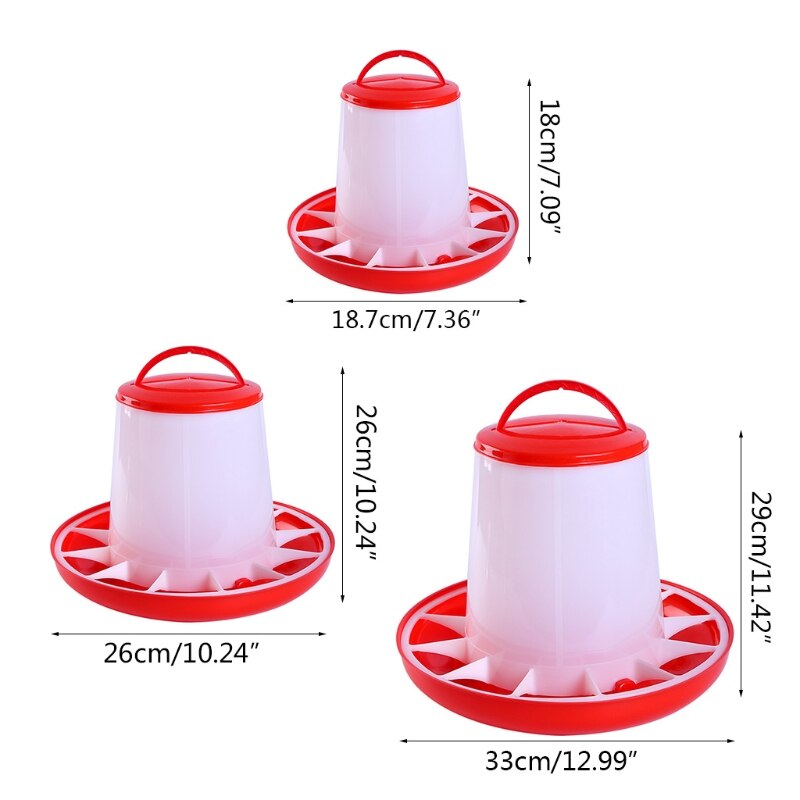 Chicken Feeder Durable Automatic Poultry Food Dispenser with Handle Hanging Poultry Food Container with Handle