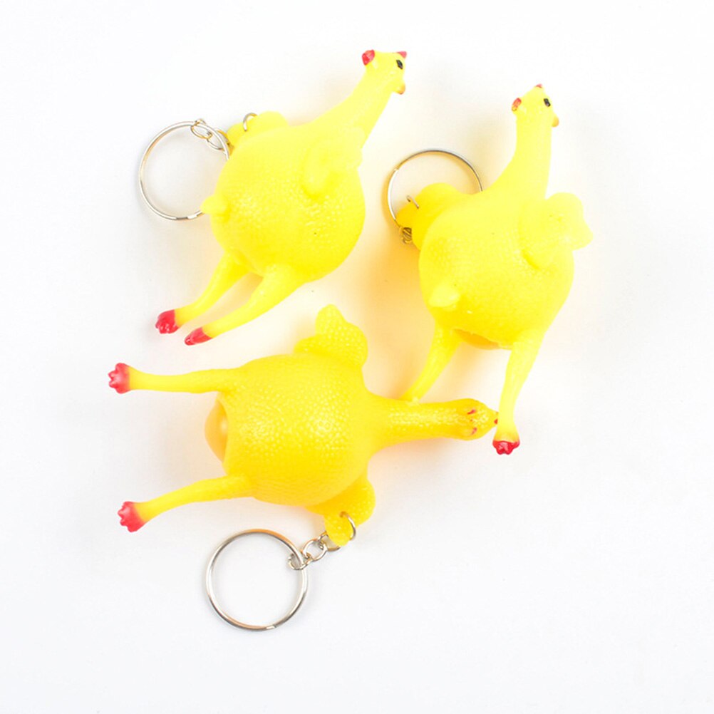 Novità Creativa Divertente Giocattolo di Pollo Fritto Chiave Anello Della Catena Spremere Parodia di Deporre Le Uova Galline Decompressione Ragazzi Portachiavi Regalo Del Partito #30