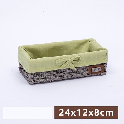 Panier de rangement en rotin avec paille, panier en tissu imitation boîte de rangement de bureau, boîte de rangement des clés tressée: 9