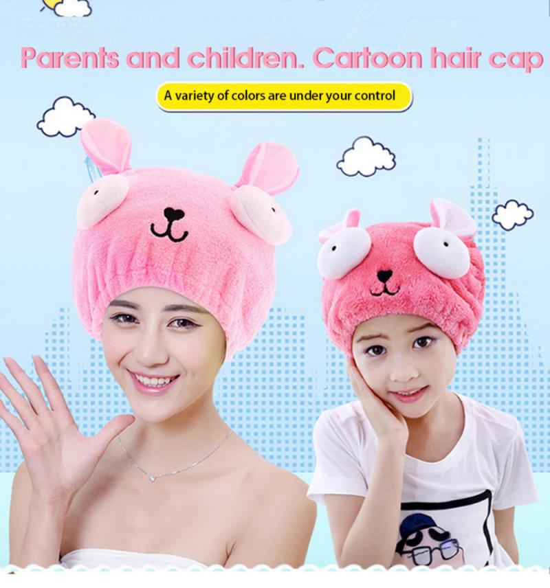Bathroom Accessories Microfiber Shower Cap For Kids Cartoon Hair Quick Dryer Towel Bath Wrap Hat Turban Dry Shower Cap Hair Tool