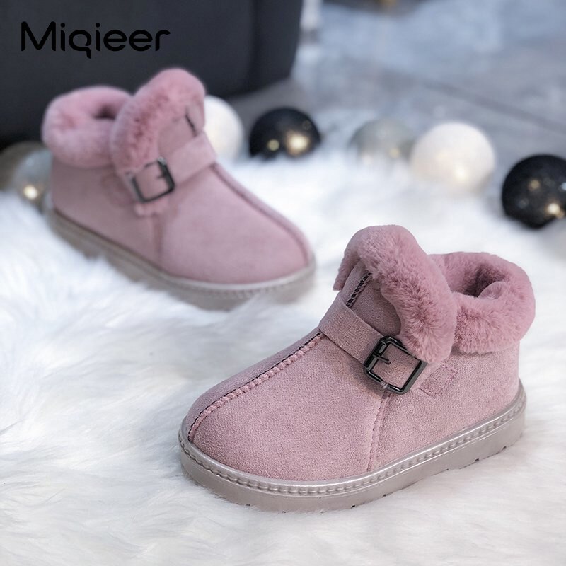 Infant Girls Winter Snow Boots For 1-3 Years Warm Plush Outdoor Flat Walking Shoes Non Slip Princess Little Baby Ankle Boots