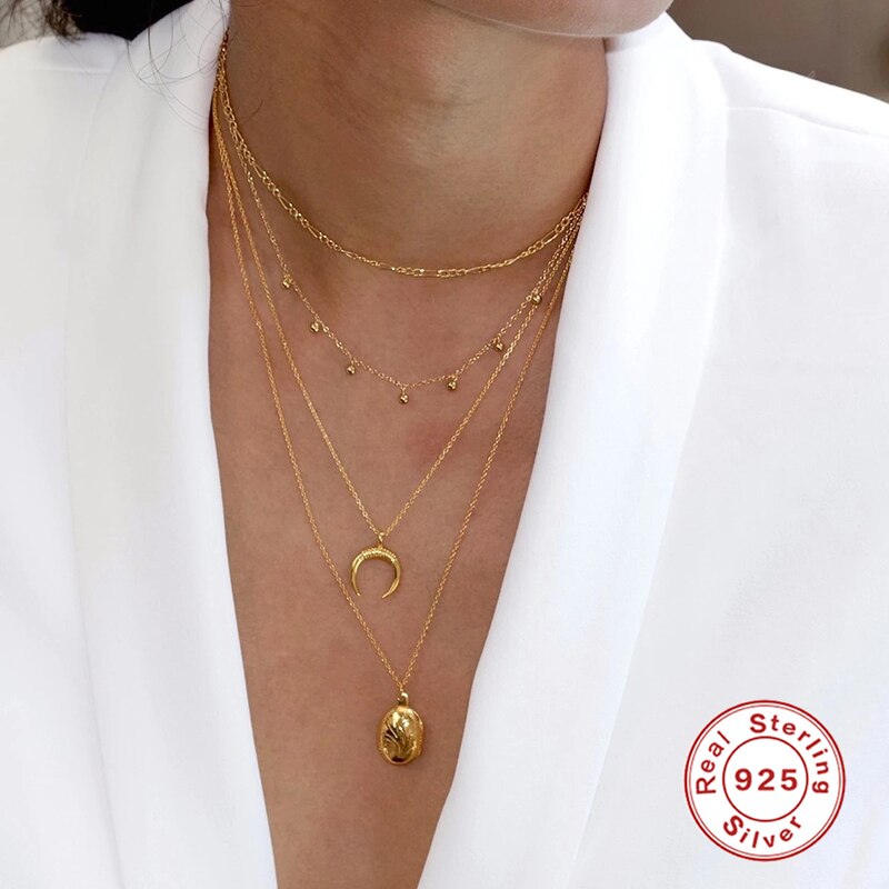 Solid 925 Sterling Silver Korean INS Choker Necklace For Woman Anniversary Valentine's Day Party Chain Necklaces Jewelry Collare