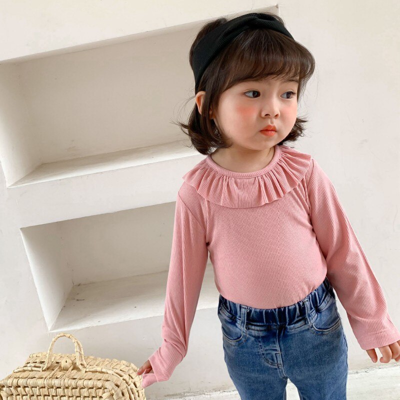 Herfst Baby Meisjes Blouse Stretch Top Kinderen Kids Lange Mouw Meisjes Kraag Onder Shirt Mode Lente Meisjes Tops