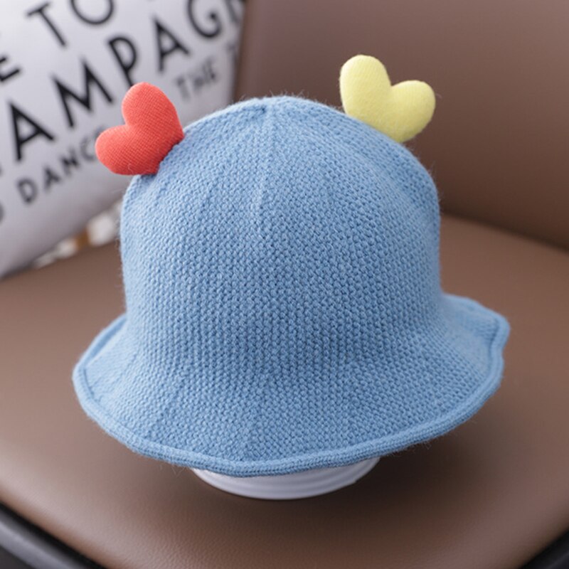 Sombrero de cuerno en forma de corazón para niños, sombreros tejidos, bonito sombrero para niños, de cumpleaños y T8: Azul