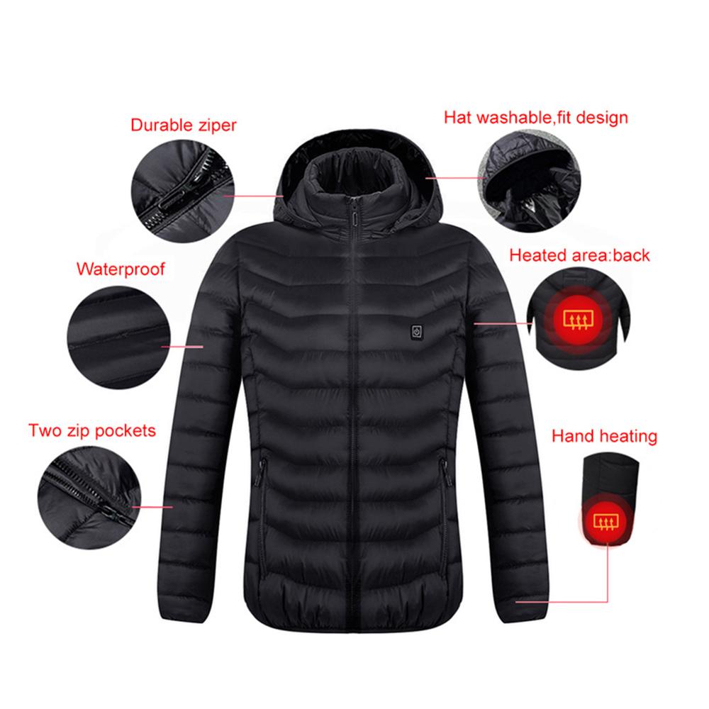 Chaqueta térmica de invierno para exteriores chaleco eléctrico calentador USB, ropa térmica de invierno, pluma, Camping, senderismo, chaqueta térmica cálida para esquiar