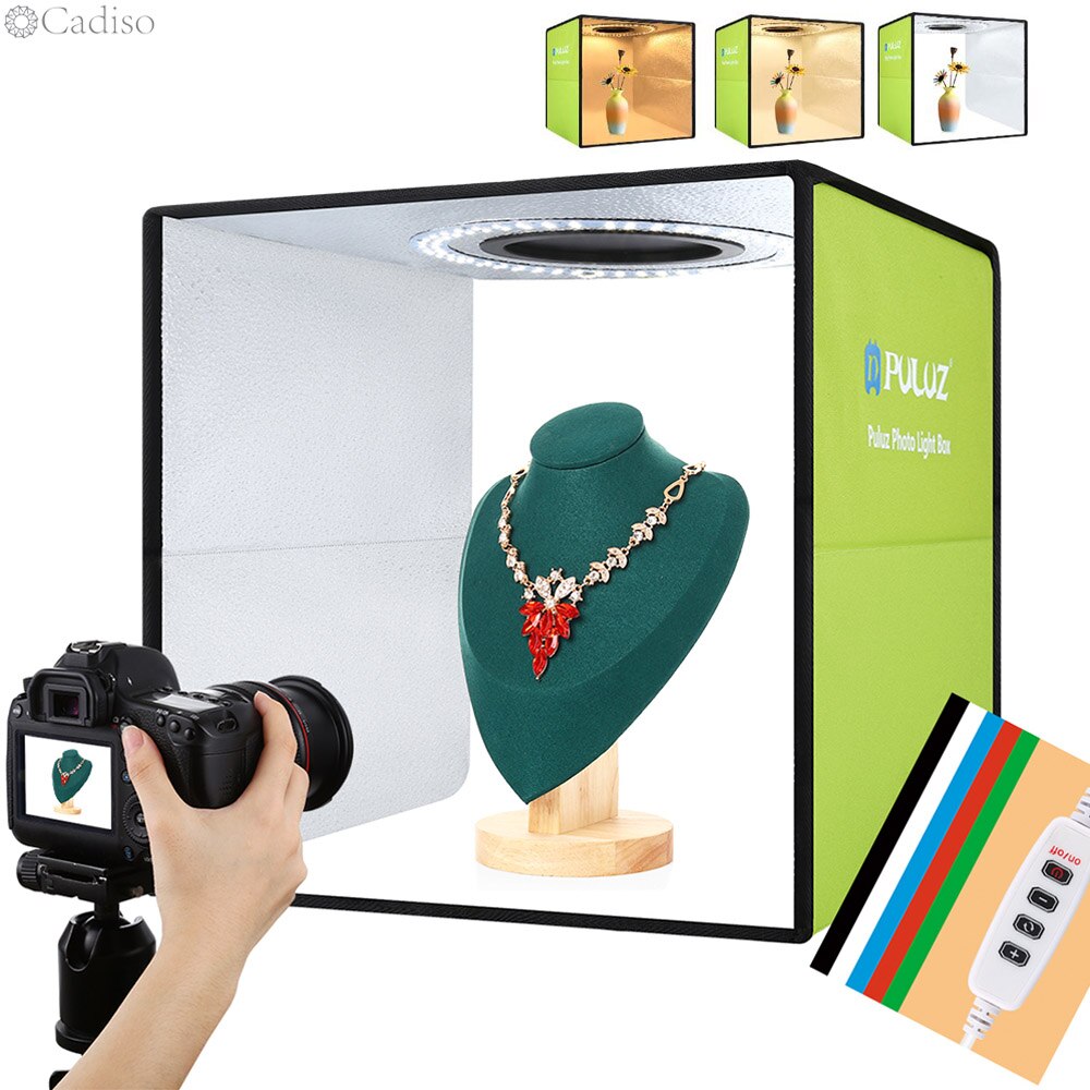 PULUZ 30cm 25cm Photobox Foto Studio Licht Kasten Mini Faltbare Fotografie LED Leuchtkasten Studio Schießen Zelt Bausatz mit 6 kulissen