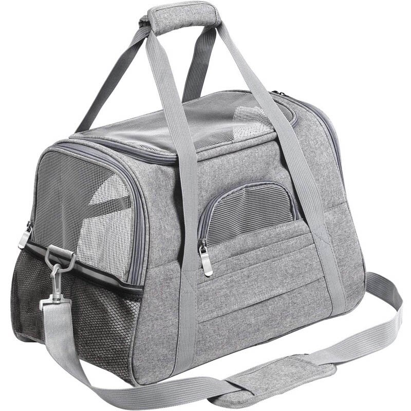 Dog Bags Portable Dog Carrier Bag Mesh Breathable Carrier Bags For Small Dogs Foldable Cats Handbag Travel Pet Bag Transport Bag: Gray