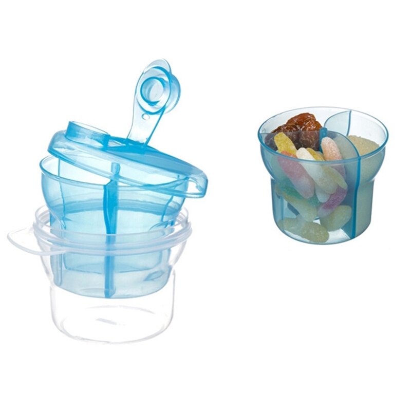 Protable Baby Milk Powder Dispenser Formula Storage Pot Infant Kids Food Storage Three Grid Rotation Milk Powder Snacks Cup