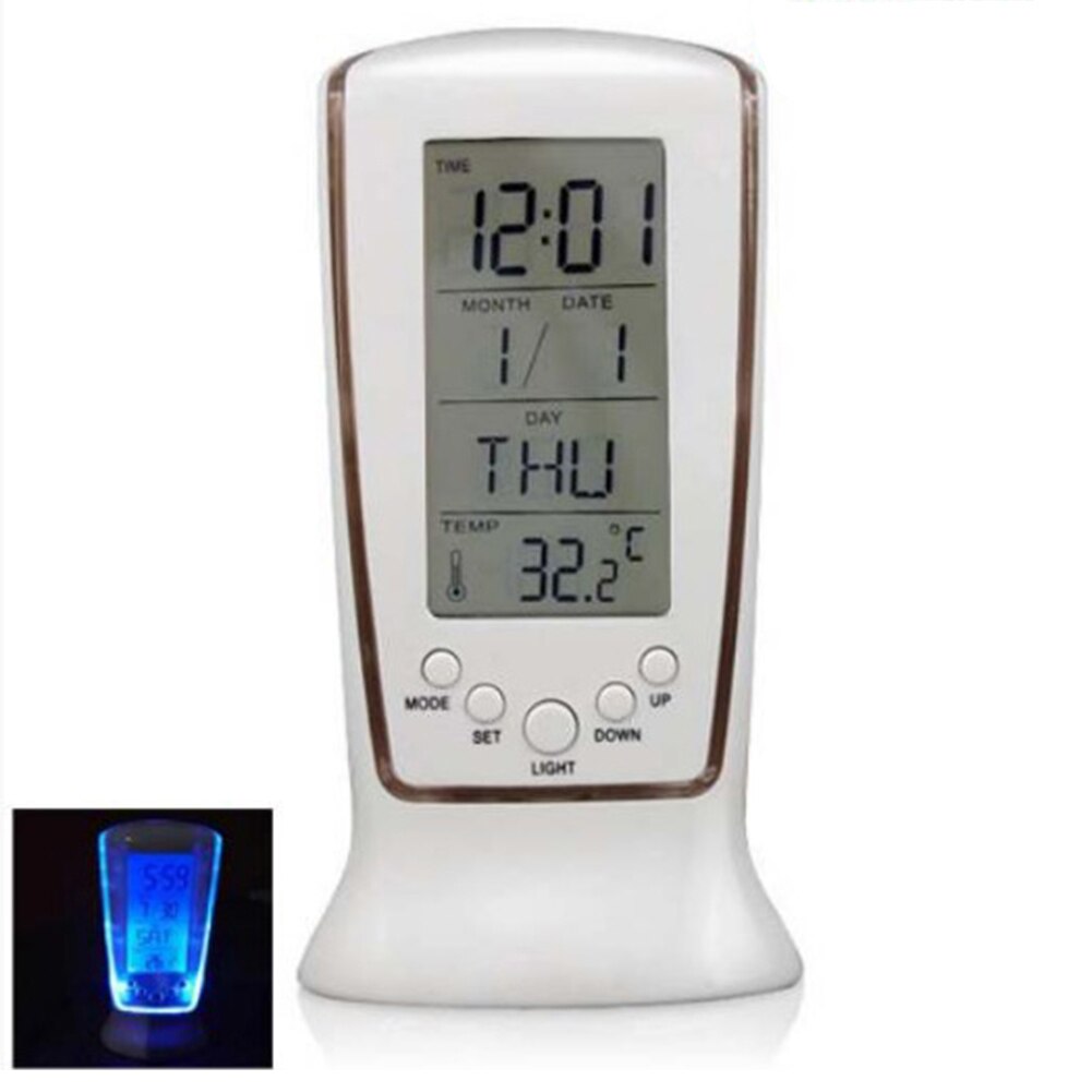 Multifunction Blue Backlight LED Calendar Temperature Display Music Alarm Clock