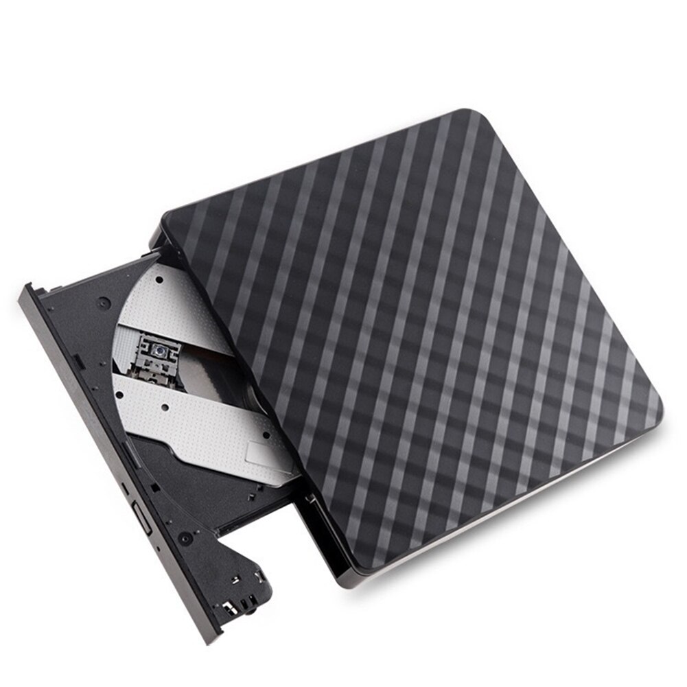 Portable USB3.0 External DVD Burner CD/DVD ROM CD RW Player Optical Drive Writer External DVD Drive Optical Drive: Black