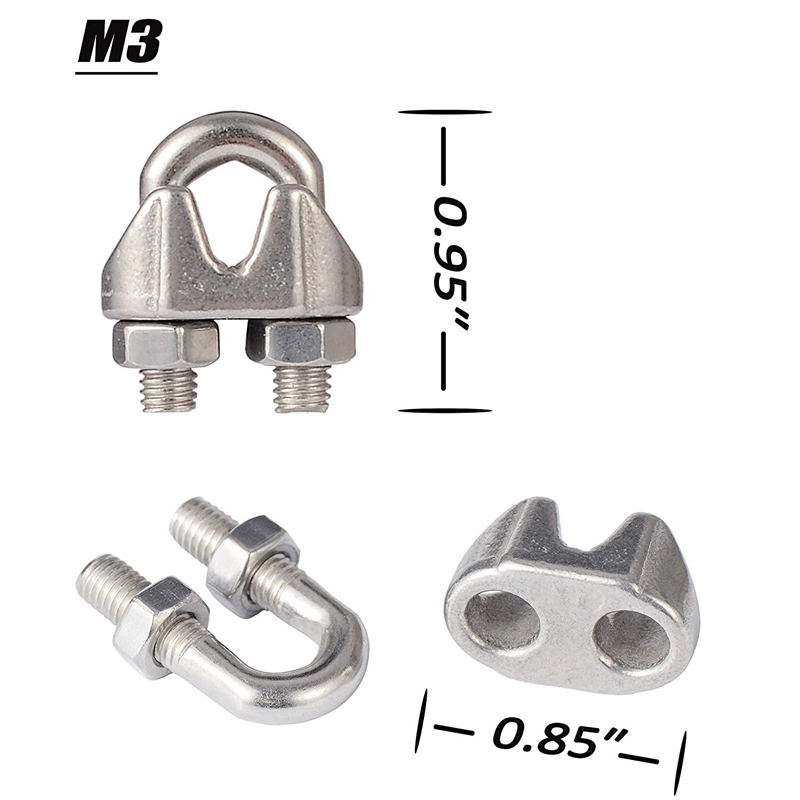 -4 Pack 1/8 Inch Cable Railing Kit Included Stainless Steel Hook Eye Turnbuckle Tension Wire Rope Cable Clamp Thimble