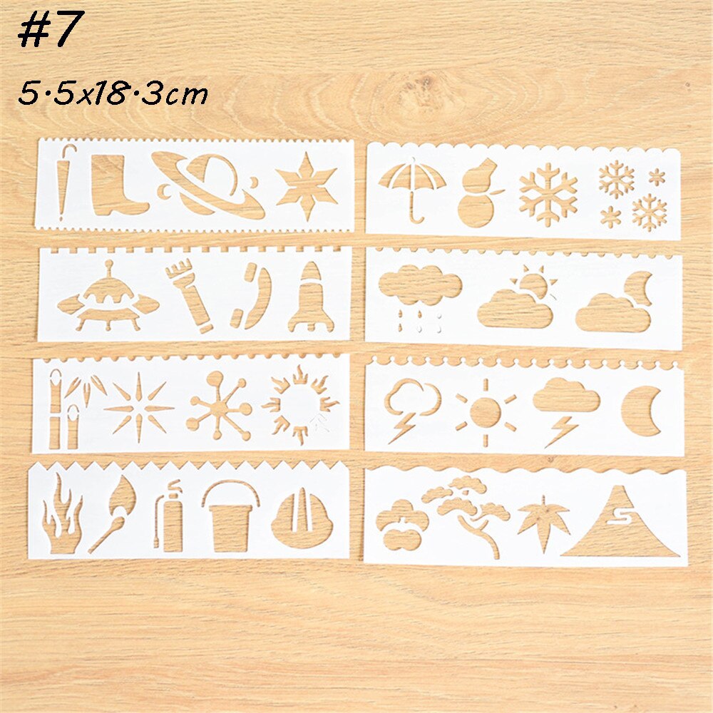 8pc 5,5x18,3 cm Wörter knapp Thema Schichtung Schablonen Wände Malerei Scrapbooking Stempel Album Dekor Präge Papier Karte vorlage