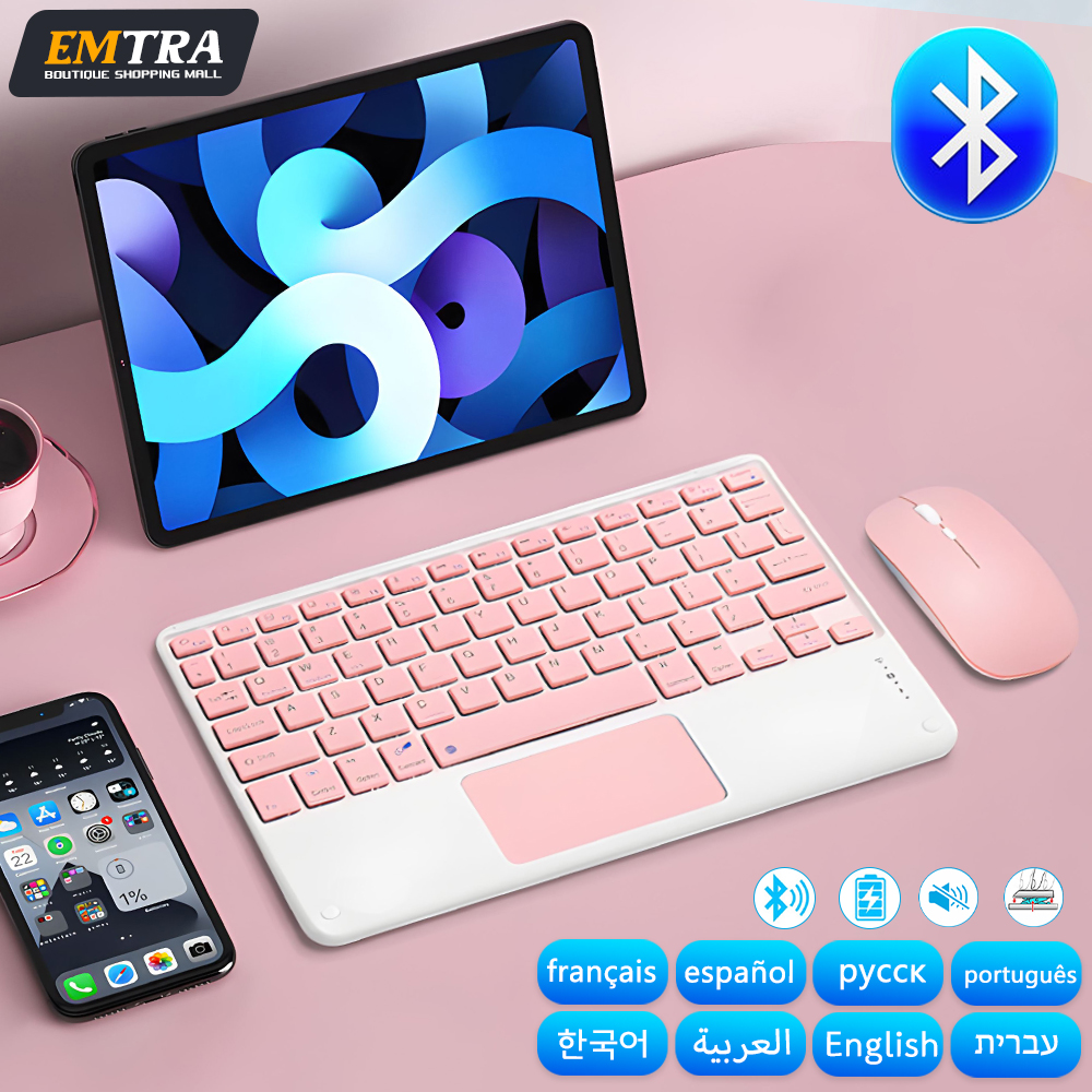 Kawaii Spur Pad drahtlose tastatur für ios Android Fenster Tablette für ipad Luft 4 Mini Profi spanisch arabisch koreanisch russisch tastatur
