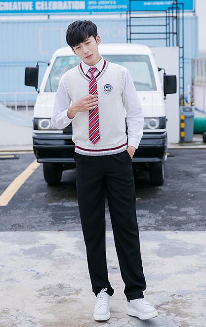Students School Uniform Adult British Style Middle School Clothes 4pcs Male Clothes Leisure Style Suit D-0583: Boy / 4XL