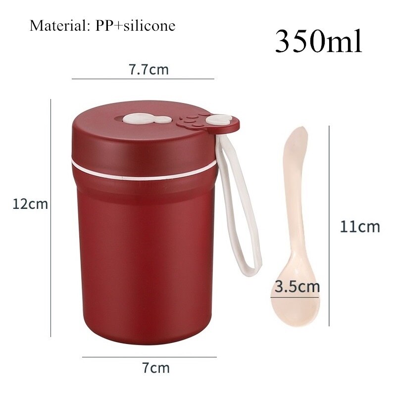 Microwave Lunch Box Wheat Straw Dinnerware with Spoon Chopsticks Food Storage Container Children Kids School Office Bento Box: Thermos cup Red