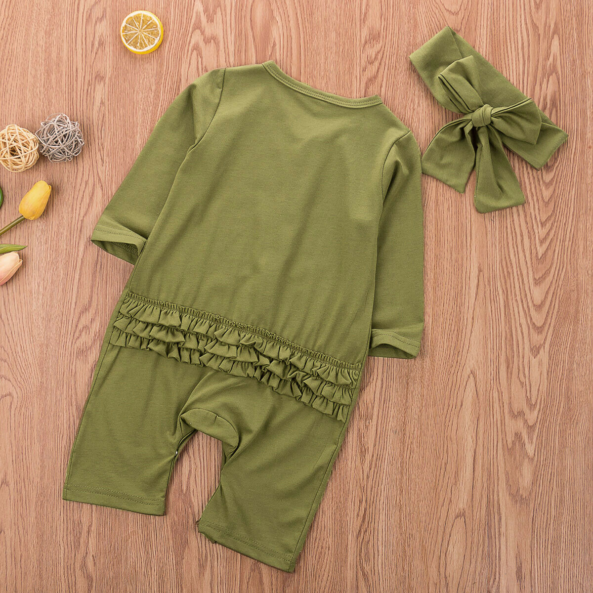 Herfst peuter babymeisje lange mouwen katoenen romper effen jumpsuit zonnepak lente-outfit