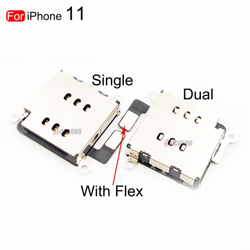 Aocarmo For iPhone X XR XS 11 12 Pro Max Sim Card Tray Socket Slot Adapter Connector Reader Holder Flex Cable Replacement Parts