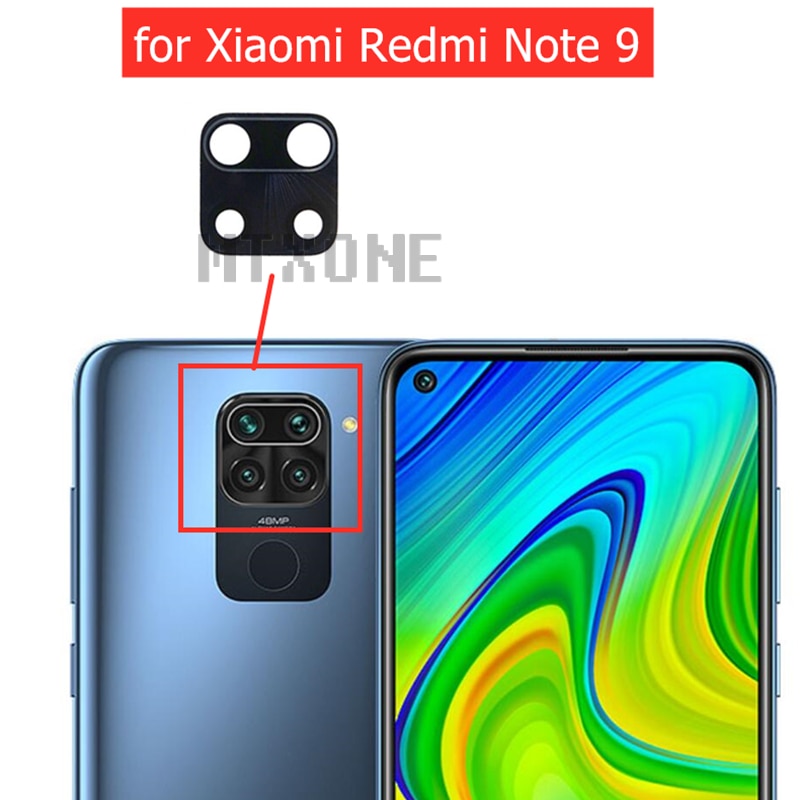 2 uds. Para Xiaomi Redmi Note 9 cámara trasera cristal lente cámara trasera vidrio con pegamento para Redmi Note 9 repuesto reparación pieza de repuesto