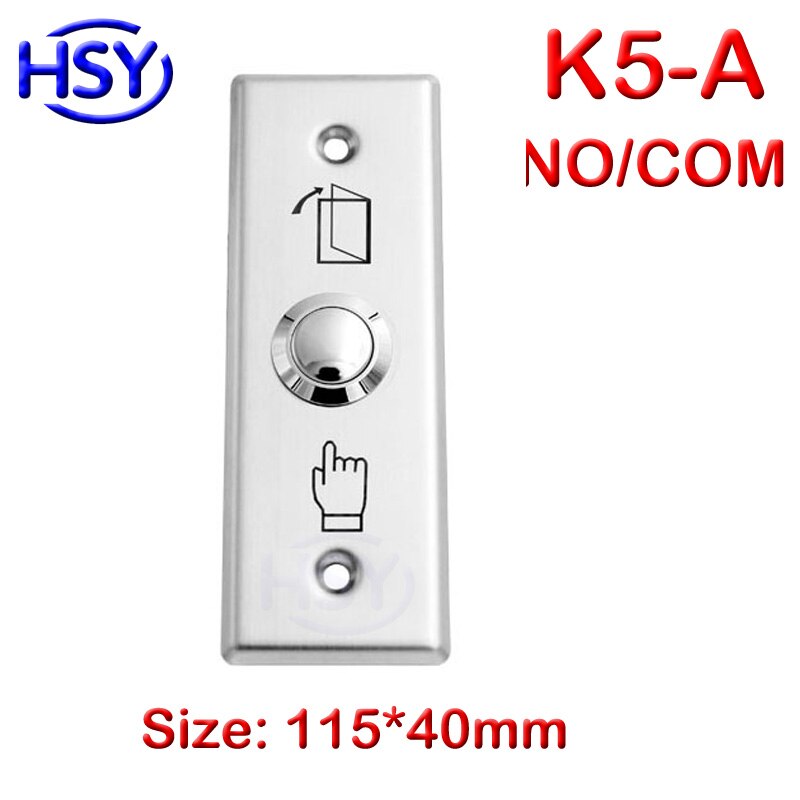HSY Stainless Steel Door Release Exit Button Optional LED Blue Backlight Emergency Push Switch For Access Control System: K5-A