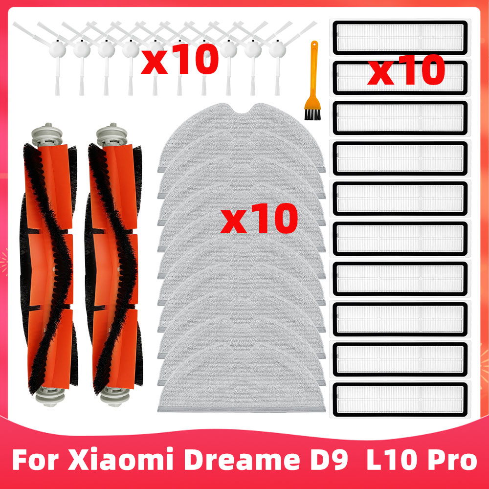 Fit For ( Dreame D9, D9 Max, L10 Pro, Trouver LDS Finder ) Roller Side Brush Mop Water Tank Filter Dust Box Accessory Part: black