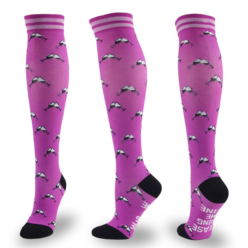 Compression Stockings Neutral Sports Socks Nylon Material Prevent Varicose Veins Cartoon Pattern Unisex Soccer Socks