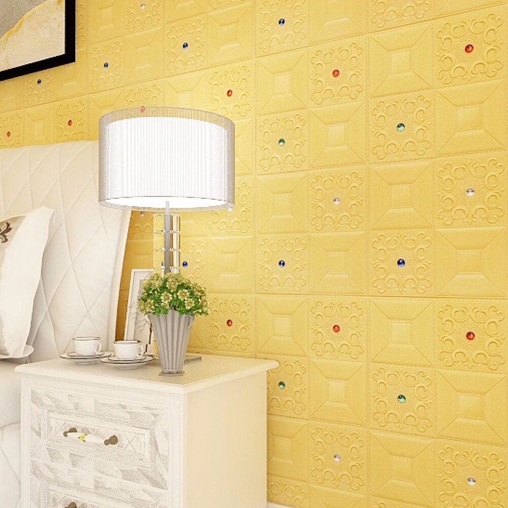 Self-adhesive 3D Embossed Wall Sticker Celling Panel Decal Living Room Bedroom Background Wallpaper Home Wall Decoration