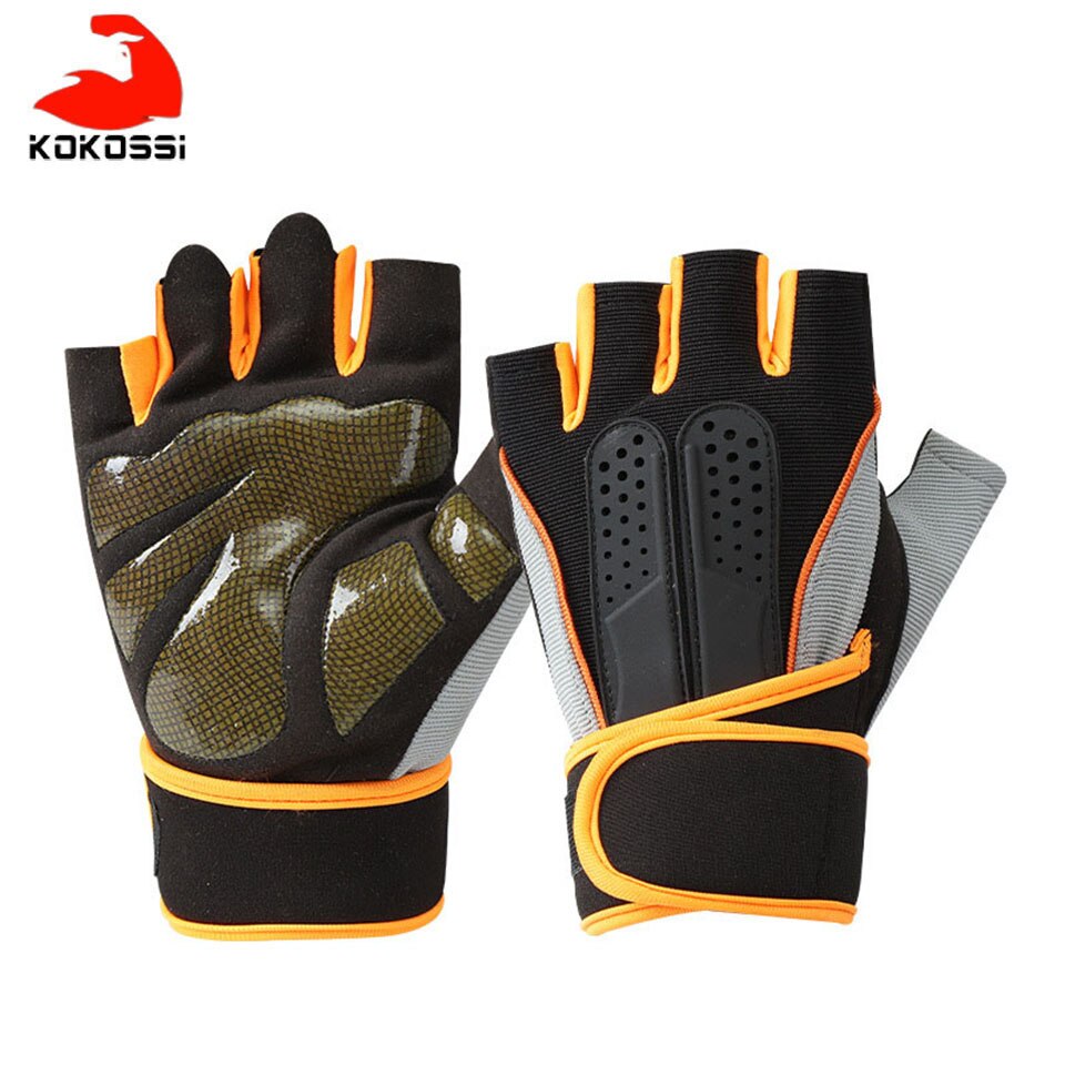 KoKossi Breathable Fitness Gloves Silicone Palm Hollow Back Gym Gloves Weightlifting Workout Dumbbell Crossfit Bodybuilding: Yellow / L