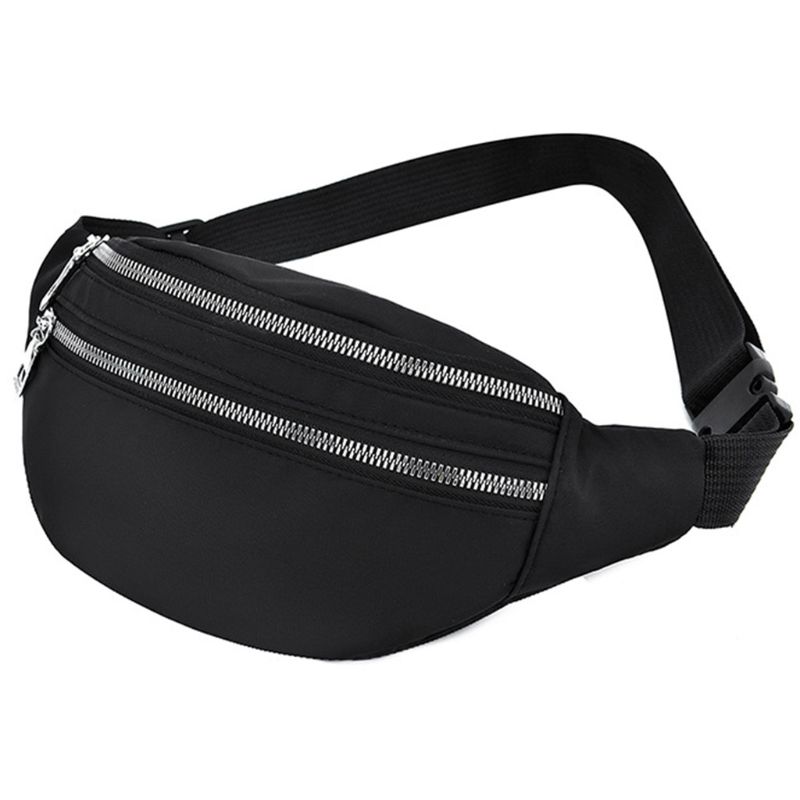 Universal Sports Travel Waist Bag Wear-resistant Nylon Waist Pack Phone Pouch: BK