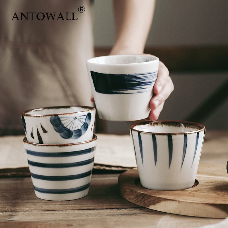Antowall japanilaiset allelasitetut teekupit kaupalliset japanilainen keittiö ravintola kupit tuoreet kupit käsinmaalatut 200ml kuppia