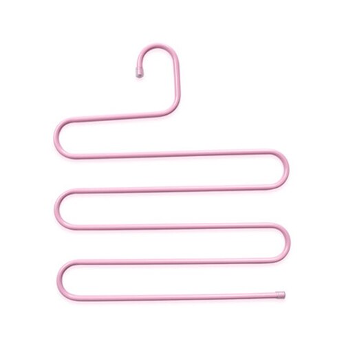 3D Space Saving Hanger Magic Clothes Hanger Multi-Layer Magic Non-Slip S-Type Pants Clip Hanger Multi-Function Wardrobe Storage: PINK