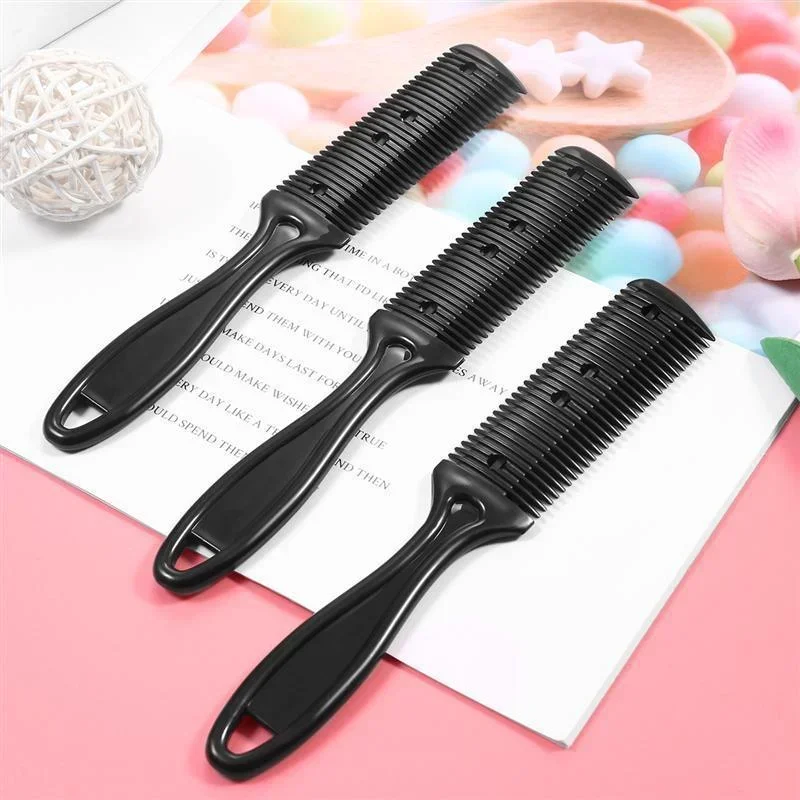 Peine para cortar el pelo, cepillos para el pelo con cuchillas de afeitar, cortadora de pelo, herramienta de corte y adelgazamiento, cortador de peluquero de estilo , 1 ud.
