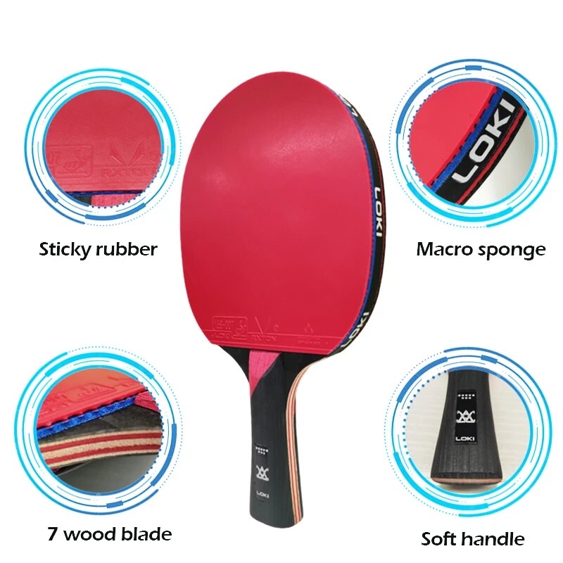 8 Star Ping Pong Racket Loop-Attack 7 Wood Blade Table Tennis Racket Paddle Pingpong Bat With Sticky Rubber -40