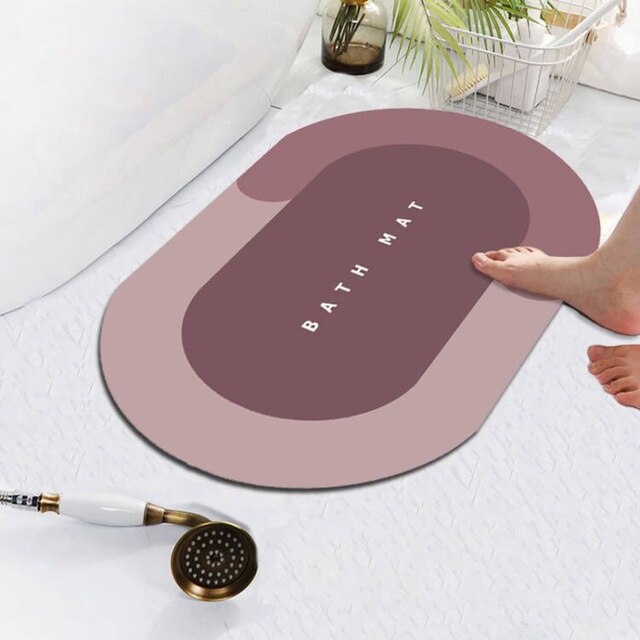 Super Absorberende Badmat Sneldrogend Badkamer Rug Antislip Entree Deurmat Nappa Huid Vloermatten Wc Tapijt Thuis decor: Oval Pink-null