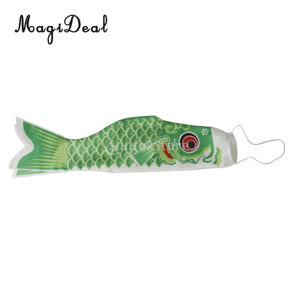 MagiDeal-masque à vent japonais | 40cm/55cm/70cm/100cm/150cm, drapeau carpe Koi Nobori poisson voilier décoration de fête à domicile: Green / 40cm