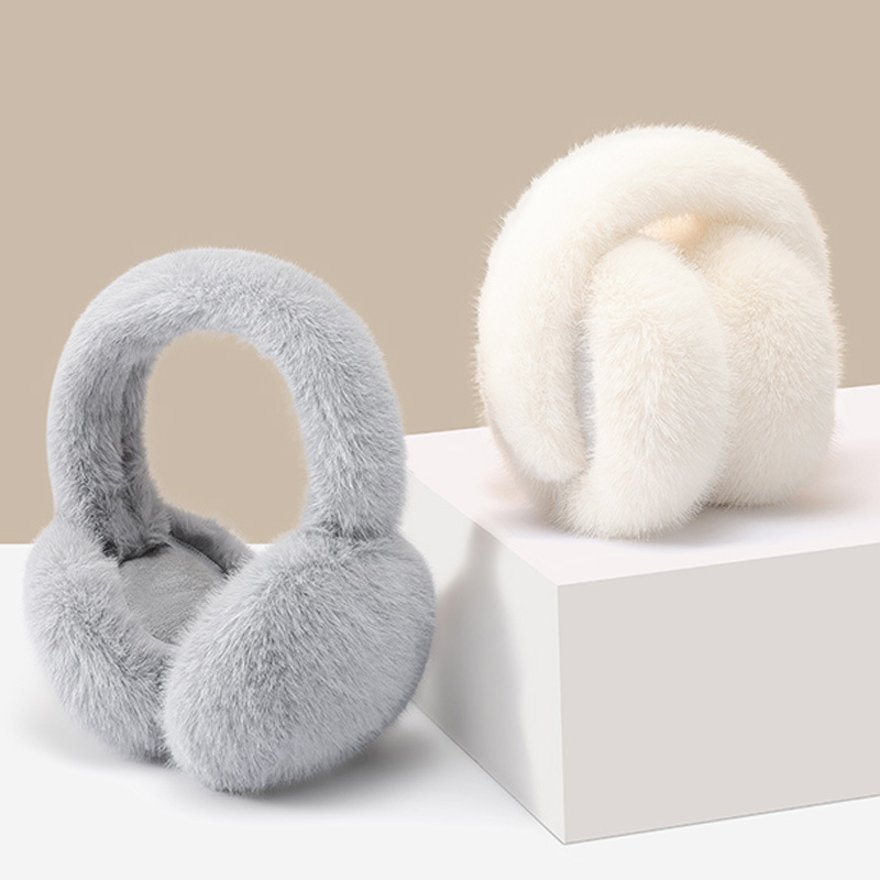 Soft Plush Ear Warmer Winter Warm Earmuffs for Women Men Solid Color Earflap Outdoor Cold Protection Ear-Muffs Ear Cover